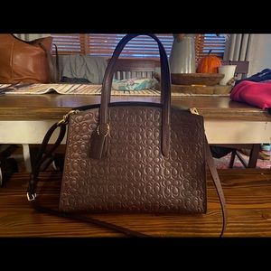 Coach embossed leather wine/burgundy